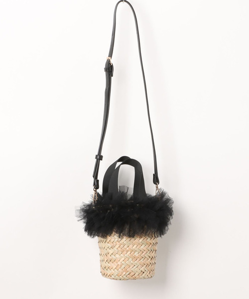 kakatoo（カカトゥ）の「カカトゥ kakatoo / チュールフリンジミニ2wayカゴバッグ（かごバッグ・レディース・ブラック/グレー/ブラウン・FREE）」の10枚目の写真