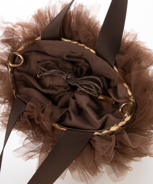 kakatoo（カカトゥ）の「カカトゥ kakatoo / チュールフリンジミニ2wayカゴバッグ（かごバッグ・レディース・ブラック/グレー/ブラウン・FREE）」の13枚目の写真