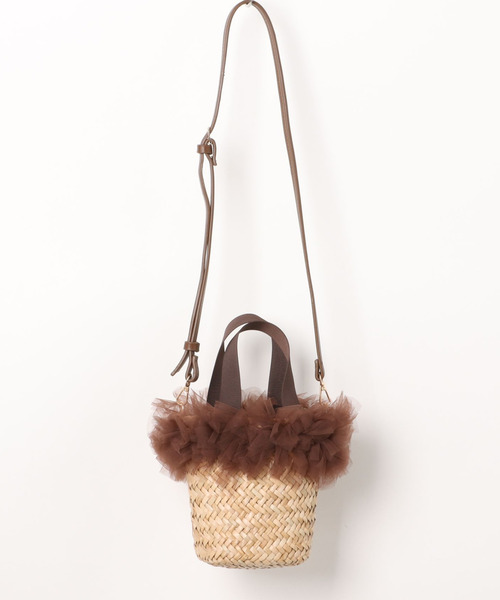 kakatoo（カカトゥ）の「カカトゥ kakatoo / チュールフリンジミニ2wayカゴバッグ（かごバッグ・レディース・ブラック/グレー/ブラウン・FREE）」の17枚目の写真