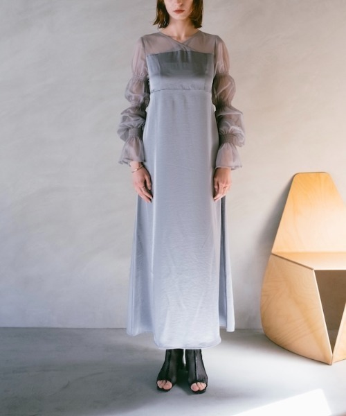 sahara（サハラ）の「Tulle Sleeve Satin Dress/リュール