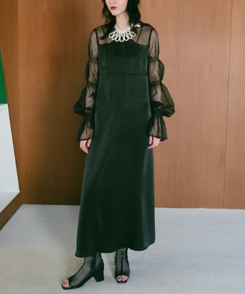 sahara（サハラ）の「Tulle Sleeve Satin Dress/リュール