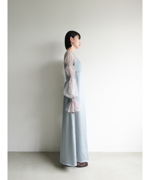 [Sahara] チュールスリーブサテンドレス sahara（サハラ）の「Tulle Sleeve Satin Dress/リュール