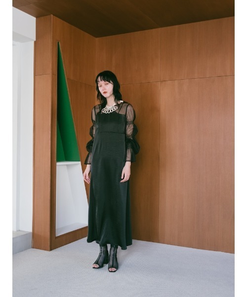 [Sahara] チュールスリーブサテンドレス sahara（サハラ）の「Tulle Sleeve Satin Dress/リュール