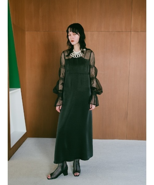 [Sahara] チュールスリーブサテンドレス sahara（サハラ）の「Tulle Sleeve Satin Dress/リュール