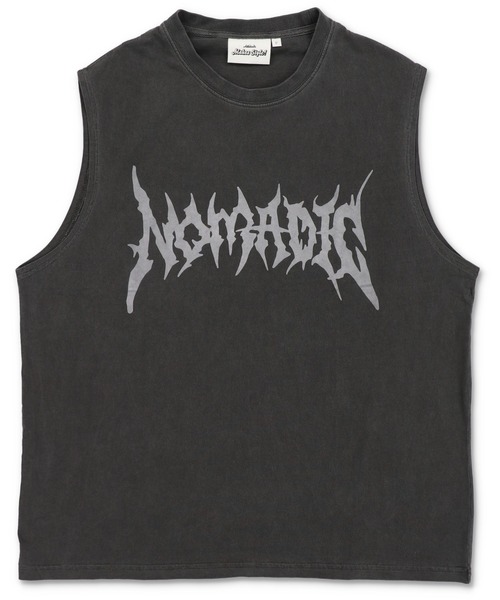 SPINNS(スピンズ)の「ピグメント加工バックプリントノースリーブTシャツ/バンT風/古着風/短丈(Tシャツ/カットソー・メンズ・ブラウン/ブラック/カーキ・ONESIZE)」の8枚目の写真