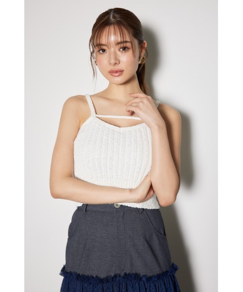 rienda(リエンダ)の「ニットビスチェ 夏服 サマーニット(ニット/セーター・レディース・ブラック/ピンク/ホワイト・FREE)」の4枚目の写真