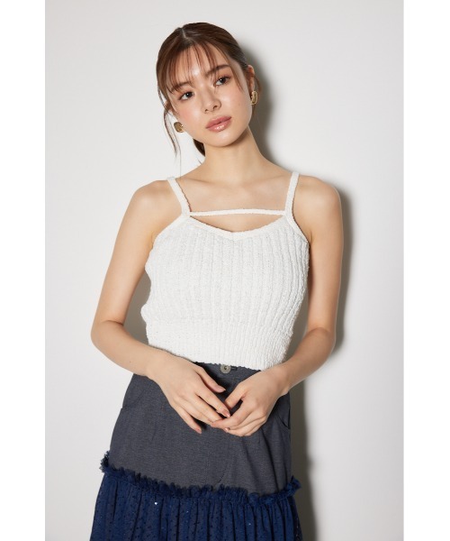 rienda(リエンダ)の「ニットビスチェ 夏服 サマーニット(ニット/セーター・レディース・ブラック/ピンク/ホワイト・FREE)」の5枚目の写真