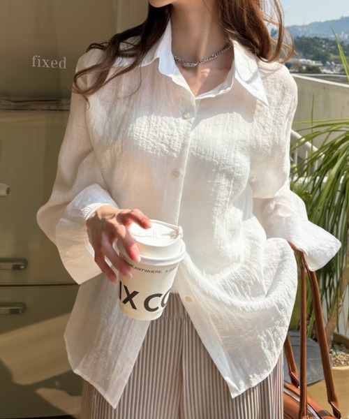 Ada.(エイダ)の「バックスリット リボン シアーシャツ(シャツ/ブラウス・レディース・グレー/ブルー/イエロー/ホワイト・FREE)」の10枚目の写真
