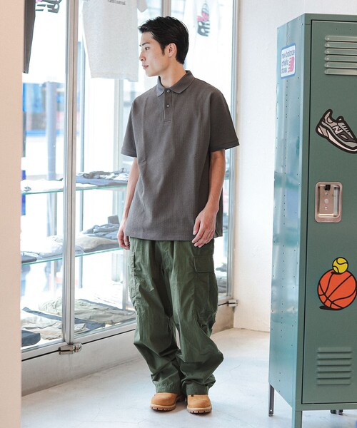 BEAMS T（ビームスティー）の「ワッフル ポロシャツ（ポロシャツ・メンズ・チャコールグレー/ブラック・LARGE/X-LARGE/MEDIUM）」の3枚目の写真