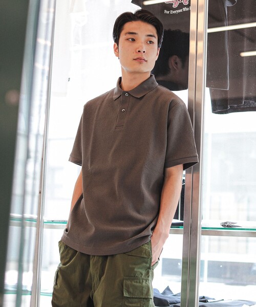 BEAMS T（ビームスティー）の「ワッフル ポロシャツ（ポロシャツ・メンズ・チャコールグレー/ブラック・LARGE/X-LARGE/MEDIUM）」の4枚目の写真