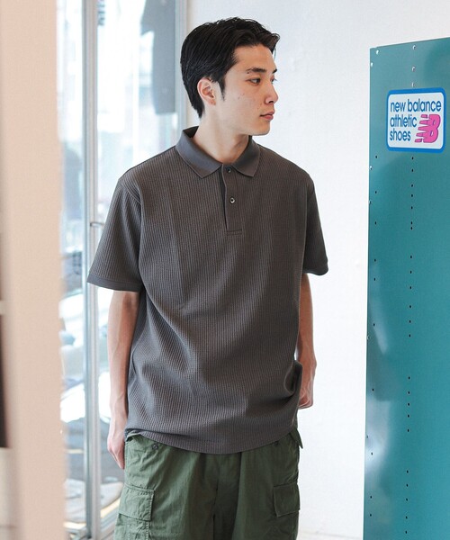 beams crépuscule グレー ポロシャツ BEAMS T（ビームスT）crepuscule / Rib Half Zip Polo（シャツ