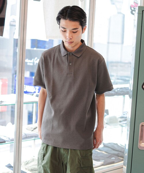 BEAMS T（ビームスティー）の「ワッフル ポロシャツ（ポロシャツ・メンズ・チャコールグレー/ブラック・LARGE/X-LARGE/MEDIUM）」の15枚目の写真