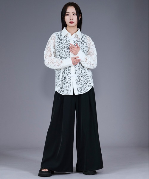 Ellno Loset(エルノロゼット)の「コードレースチャイナシャツ(シャツ/ブラウス・メンズ・ホワイト/ブラック/ブルー・SMALL/MEDIUM/LARGE)」の7枚目の写真