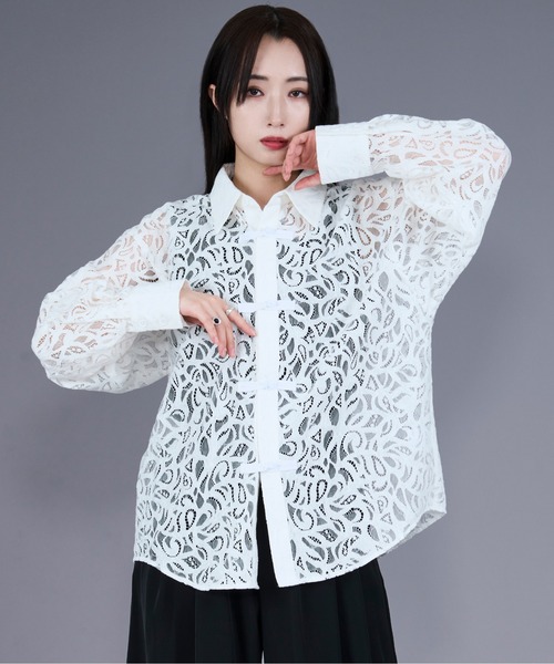 コードレースチャイナシャツ（シャツ/ブラウス）｜Ellno Loset（エルノ