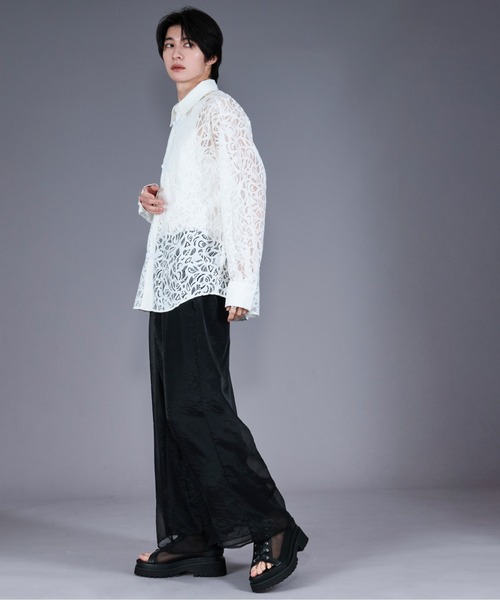 Ellno Loset(エルノロゼット)の「コードレースチャイナシャツ(シャツ/ブラウス・メンズ・ホワイト/ブラック/ブルー・SMALL/MEDIUM/LARGE)」の17枚目の写真