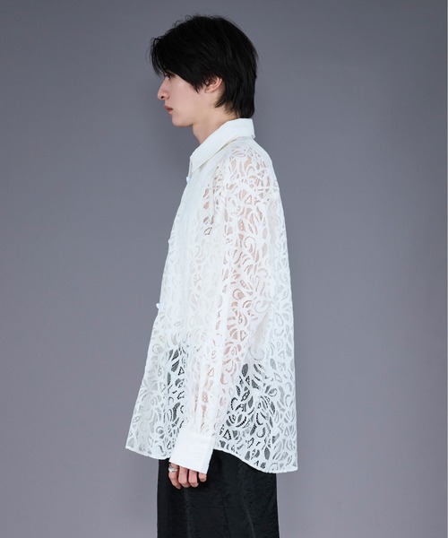Ellno Loset(エルノロゼット)の「コードレースチャイナシャツ(シャツ/ブラウス・メンズ・ホワイト/ブラック/ブルー・SMALL/MEDIUM/LARGE)」の16枚目の写真