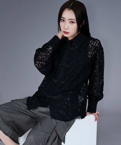 Ellno Loset(エルノロゼット)の「コードレースチャイナシャツ(シャツ/ブラウス・メンズ・ホワイト/ブラック/ブルー・SMALL/MEDIUM/LARGE)」の19枚目の写真