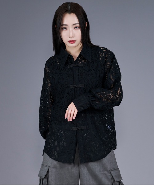 コードレースチャイナシャツ（シャツ/ブラウス）｜Ellno Loset（エルノ