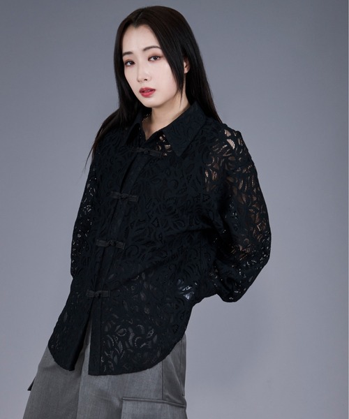 Ellno Loset(エルノロゼット)の「コードレースチャイナシャツ(シャツ/ブラウス・メンズ・ホワイト/ブラック/ブルー・SMALL/MEDIUM/LARGE)」の22枚目の写真