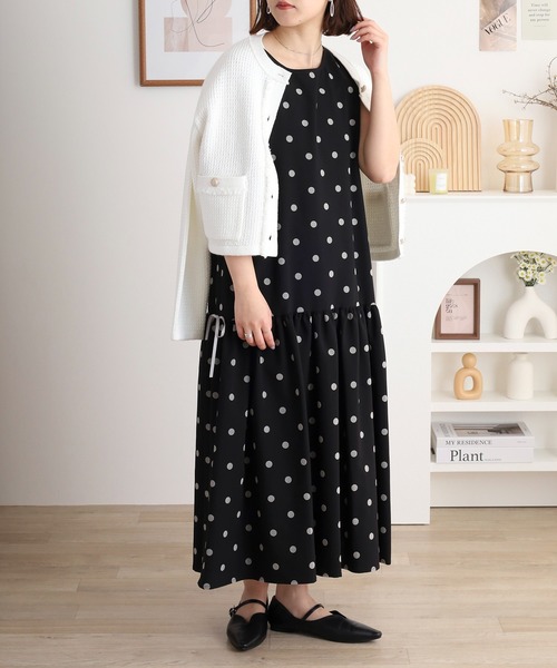 セール】Anna Nicola フロッキードットノースリーブワンピース