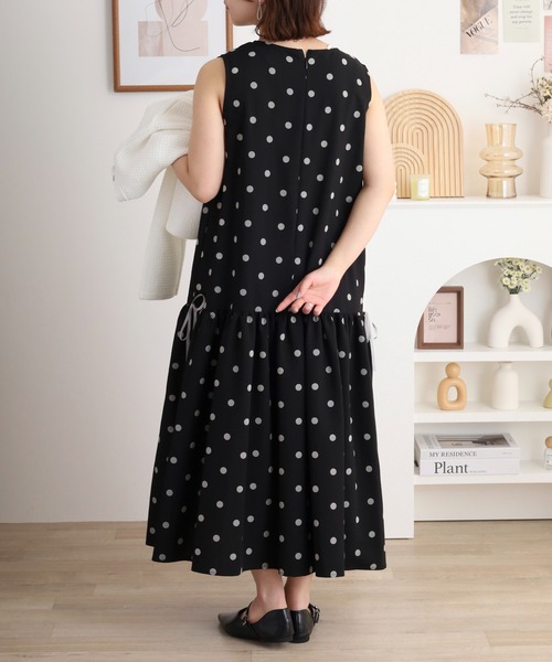 ANDRÉSD /アンドレスド フロッキードットワンピース ブラック　S セール】flocky dot one piece フロッキードットワンピース