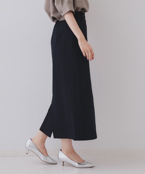 OPAQUE.CLIP（オペークドットクリップ）の「ラップ風ナロースカート【洗濯機洗い可】（スカート・レディース・イエロー系その他/ネイビー・38/40）」の7枚目の写真