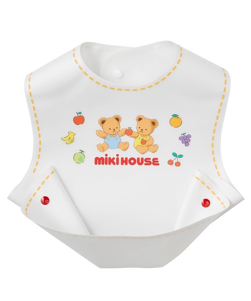 MIKI HOUSE（ミキハウス）の「ランチスタイ（お食事エプロン）（マグ/哺乳瓶/お食事グッズ・キッズ・ホワイト・ONE SIZE）」の2枚目の写真