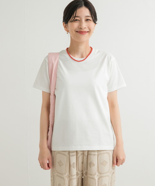 URBAN RESEARCH DOORS（アーバンリサーチドアーズ）の「『UR TECH』汗染み防止ベーシックTシャツ（Tシャツ/カットソー・レディース・ベージュ/ピンク/オフホワイト/チャコールグレー・MEDIUM）」の6枚目の写真