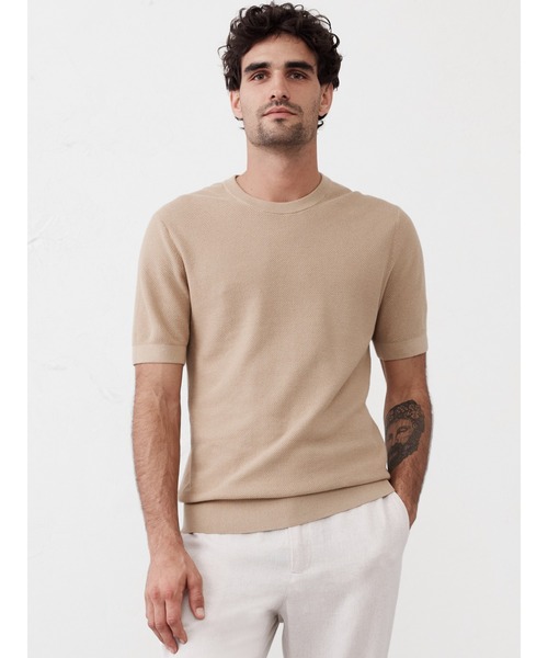 BANANA REPUBLIC FACTORY STORE(バナナリパブリック ファクトリーストア)の「BANANA REPUBLIC FACTORY STORE テクスチャードTシャツ(ニット/セーター・メンズ・ネイビー/ブルー/アイボリー/ベージュ・S/M/L/XL)」の1枚目の写真