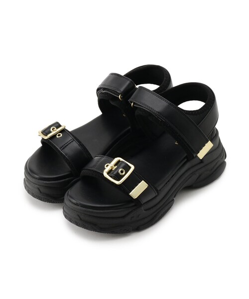 ITS'DEMO(イッツデモ)の「【M・L展開】バックルベルト合皮スポサン(サンダル・レディース・ブラック/シルバー・38/40)」の4枚目の写真