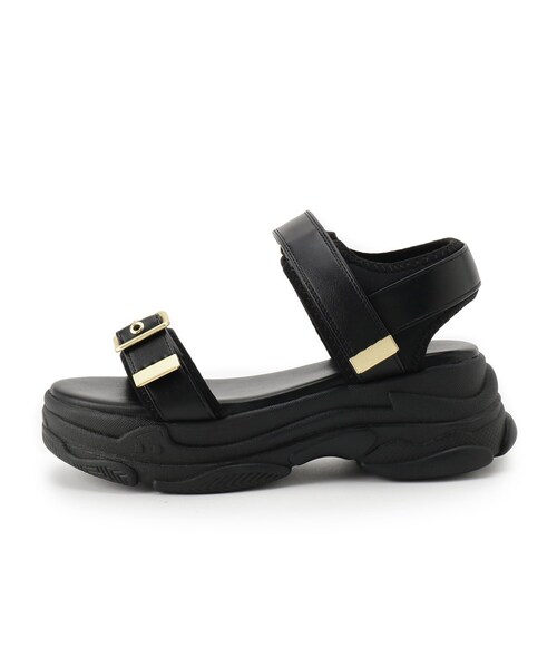 ITS'DEMO(イッツデモ)の「【M・L展開】バックルベルト合皮スポサン(サンダル・レディース・ブラック/シルバー・38/40)」の5枚目の写真