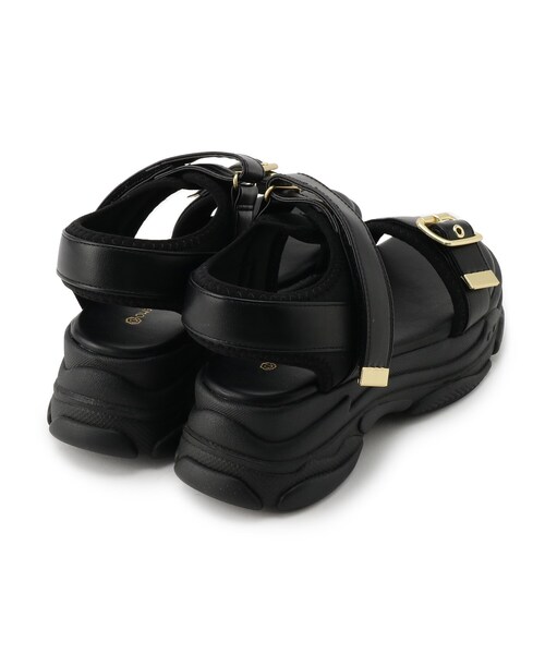ITS'DEMO(イッツデモ)の「【M・L展開】バックルベルト合皮スポサン(サンダル・レディース・ブラック/シルバー・38/40)」の6枚目の写真