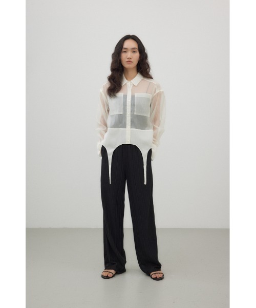 crie conforto(クリーコンフォルト)の「サイドラインレースパンツ(スラックス・レディース・アイボリー/ブラック・SMALL/MEDIUM)」の5枚目の写真