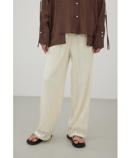 crie conforto(クリーコンフォルト)の「サイドラインレースパンツ(スラックス・レディース・アイボリー/ブラック・SMALL/MEDIUM)」の13枚目の写真