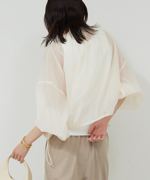 GALLARDAGALANTE（ガリャルダガランテ）の「ギャザーシアーブルゾン（ブルゾン・レディース・ホワイト系その他/ブラック・FREE）」の7枚目の写真