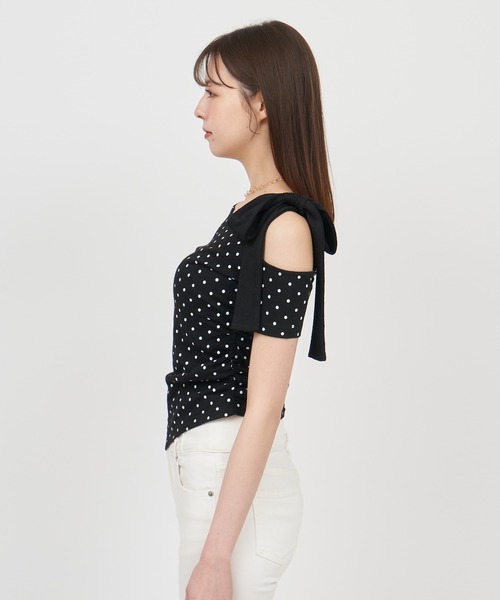 ROYAL PARTY(ロイヤルパーティー)の「ワンショルリボンドットカットソー(Tシャツ/カットソー・レディース・ブラック/オフホワイト/グレー・FREE)」の11枚目の写真