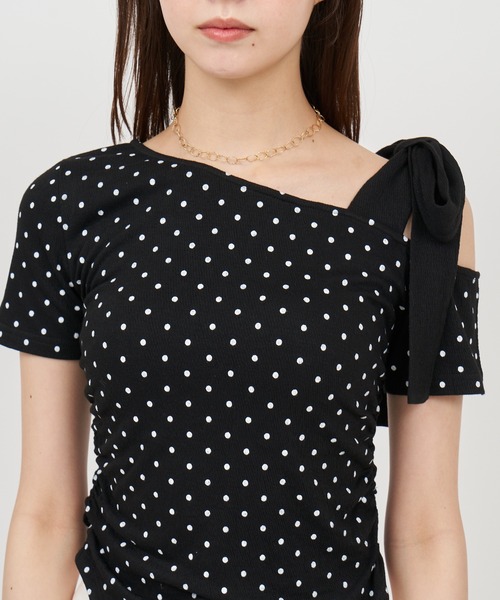 ROYAL PARTY(ロイヤルパーティー)の「ワンショルリボンドットカットソー(Tシャツ/カットソー・レディース・ブラック/オフホワイト/グレー・FREE)」の14枚目の写真
