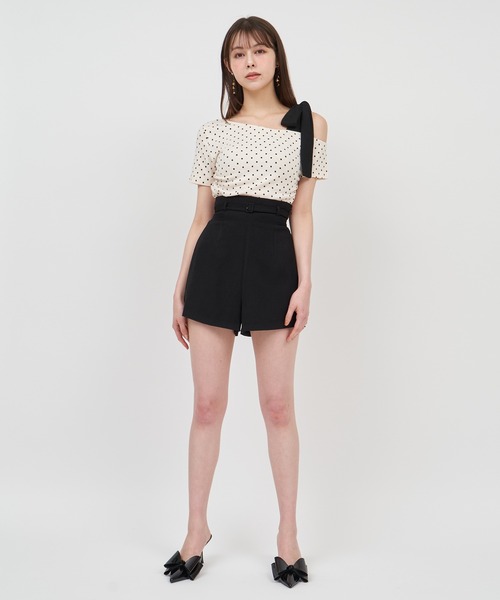 ROYAL PARTY(ロイヤルパーティー)の「ワンショルリボンドットカットソー(Tシャツ/カットソー・レディース・ブラック/オフホワイト/グレー・FREE)」の6枚目の写真