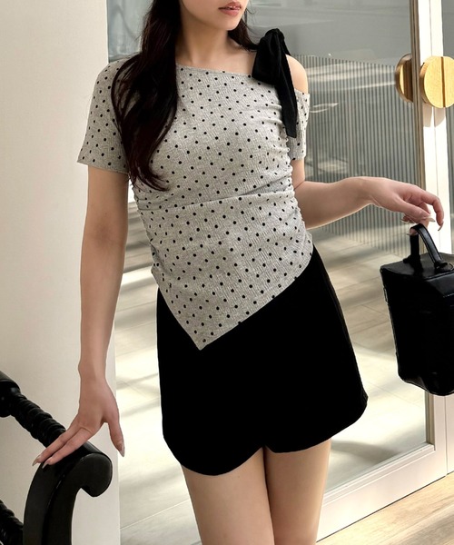ROYAL PARTY(ロイヤルパーティー)の「ワンショルリボンドットカットソー(Tシャツ/カットソー・レディース・ブラック/オフホワイト/グレー・FREE)」の19枚目の写真