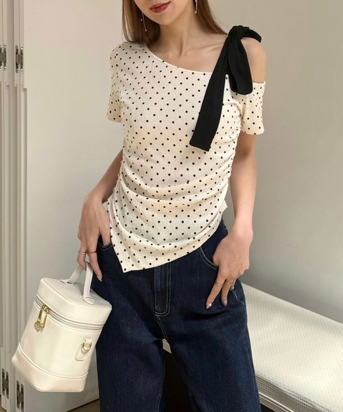 ROYAL PARTY(ロイヤルパーティー)の「ワンショルリボンドットカットソー(Tシャツ/カットソー・レディース・ブラック/オフホワイト/グレー・FREE)」の17枚目の写真
