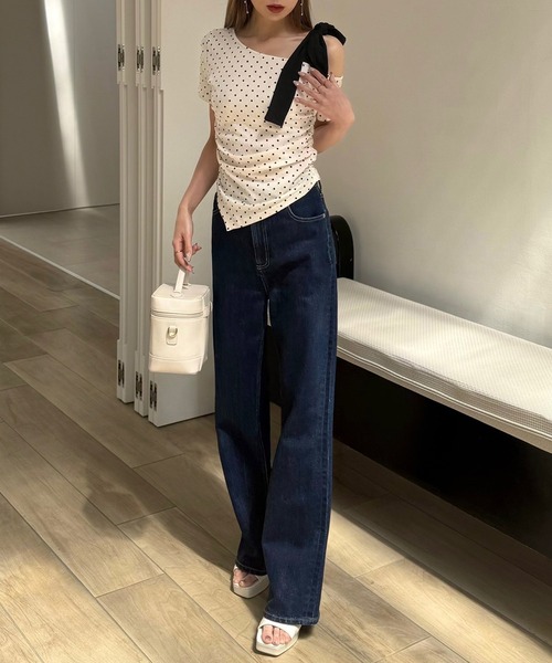 ROYAL PARTY(ロイヤルパーティー)の「ワンショルリボンドットカットソー(Tシャツ/カットソー・レディース・ブラック/オフホワイト/グレー・FREE)」の16枚目の写真