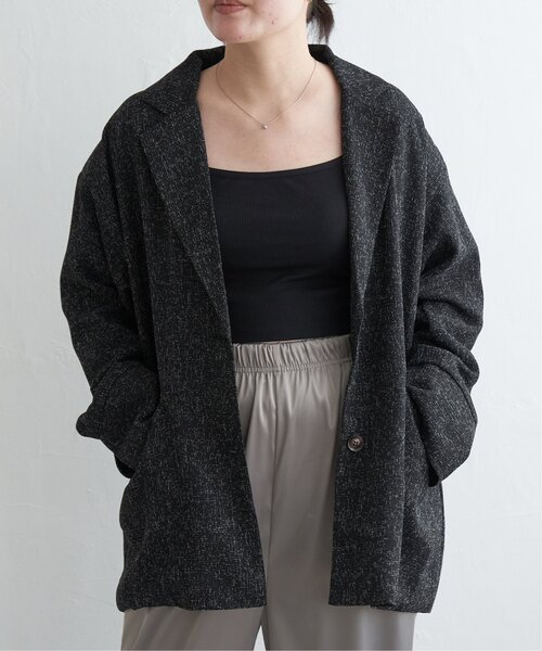 VENCEEXCHANGE（ヴァンスエクスチェンジ）の「サマーツイードダッドジャケット（テーラードジャケット・レディース・ブラック/アイボリー/ブラウン/グレー・FREE）」の3枚目の写真