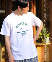 【GLOSTER/グロスター】ハワイヌ ワイメアベイ クルーネック プリントTシャツ