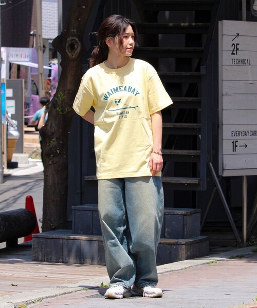 GLOSTER（グロスター）の「【GLOSTER/グロスター】ハワイヌ ワイメアベイ クルーネック プリントTシャツ（Tシャツ/カットソー・メンズ・イエロー/ホワイト/チャコールグレー・S/M/L）」の7枚目の写真