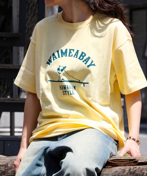 GLOSTER（グロスター）の「【GLOSTER/グロスター】ハワイヌ ワイメアベイ クルーネック プリントTシャツ（Tシャツ/カットソー・メンズ・イエロー/ホワイト/チャコールグレー・S/M/L）」の10枚目の写真