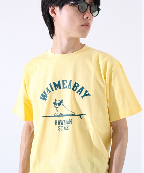 GLOSTER（グロスター）の「【GLOSTER/グロスター】ハワイヌ ワイメアベイ クルーネック プリントTシャツ（Tシャツ/カットソー・メンズ・イエロー/ホワイト/チャコールグレー・S/M/L）」の12枚目の写真
