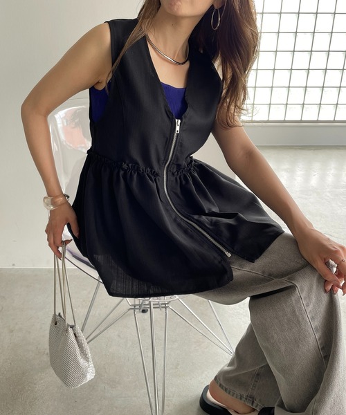 セール】ペプラム ジップ ベスト（ベスト）｜210nouve（トゥージュ