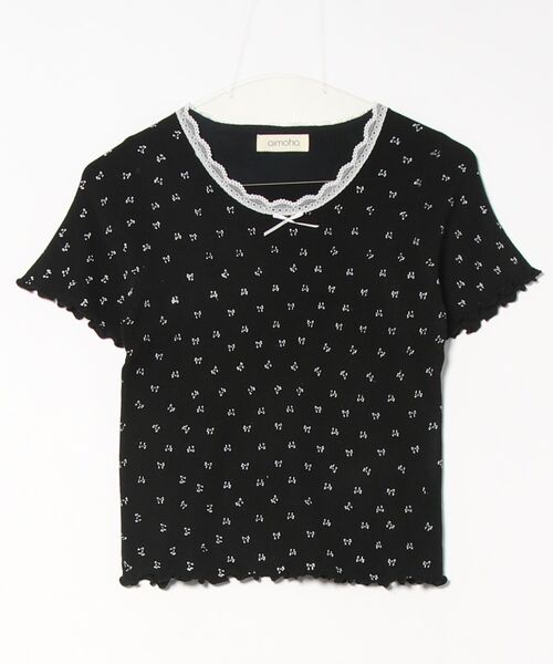 aimoha(アイモハ)の「リボンドット柄半袖トップス カットソー レース襟 (SS)(Tシャツ/カットソー・レディース・グレー/ブルー/ブラック/ベージュ・FREE)」の9枚目の写真