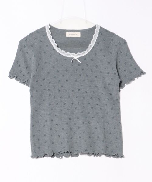 aimoha(アイモハ)の「リボンドット柄半袖トップス カットソー レース襟 (SS)(Tシャツ/カットソー・レディース・グレー/ブルー/ブラック/ベージュ・FREE)」の8枚目の写真