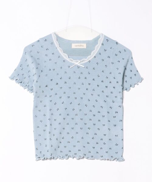 aimoha(アイモハ)の「リボンドット柄半袖トップス カットソー レース襟 (SS)(Tシャツ/カットソー・レディース・グレー/ブルー/ブラック/ベージュ・FREE)」の6枚目の写真